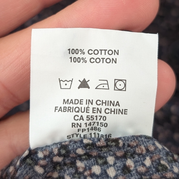 Frank & Oak Men's 100% Cotton Patterned Dress Shirt In Black ~ Size Large - Picture 8 of 9